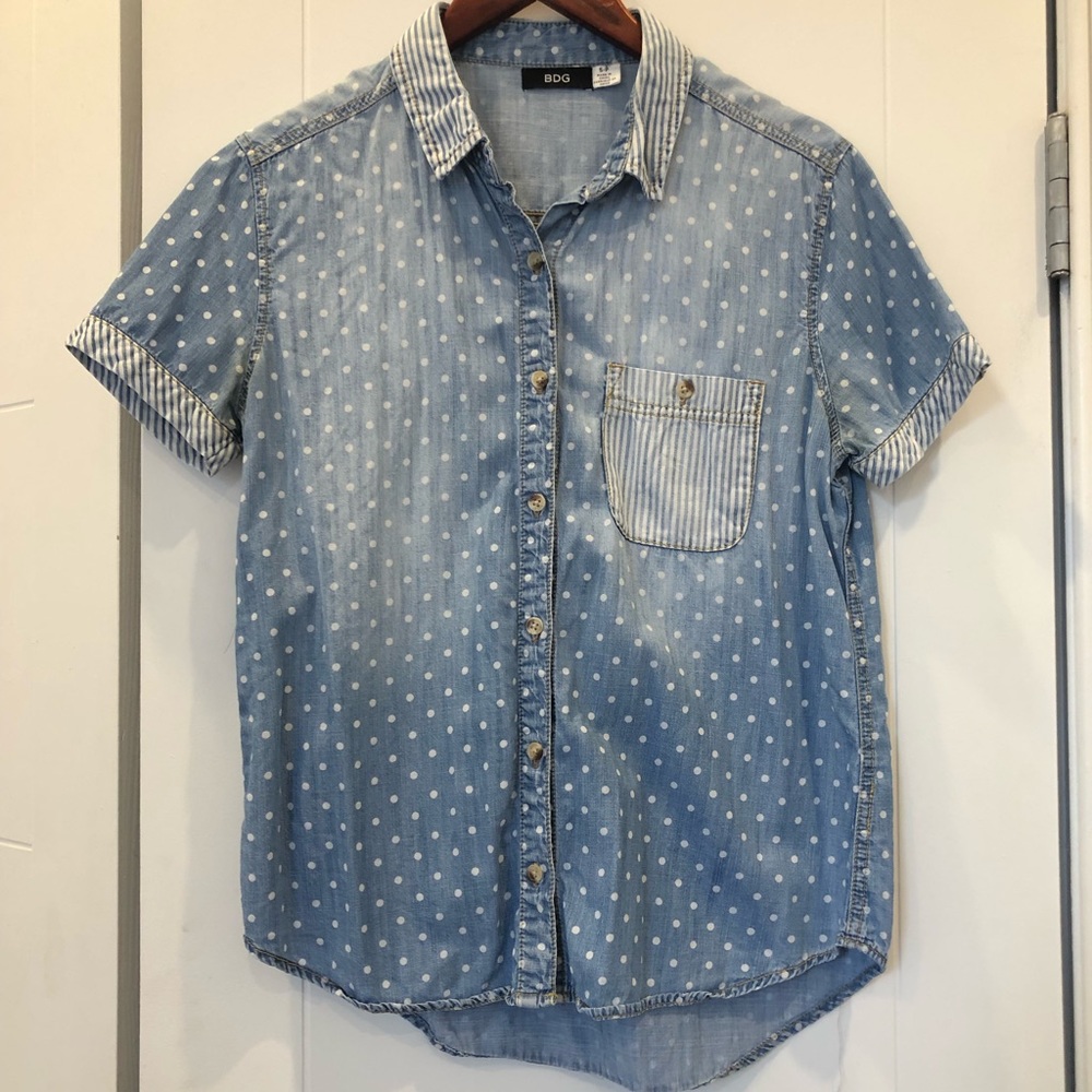 BDG Polka Dot Chambray Button Down
